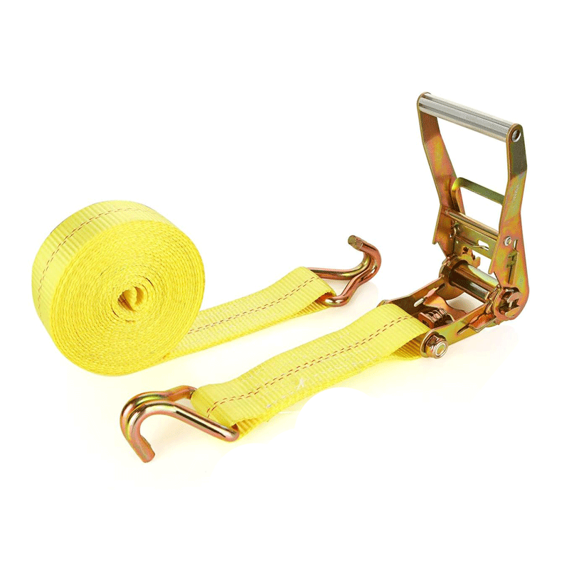 2" x 20ft heavy duty ratchet tie down strap with double J hooks.