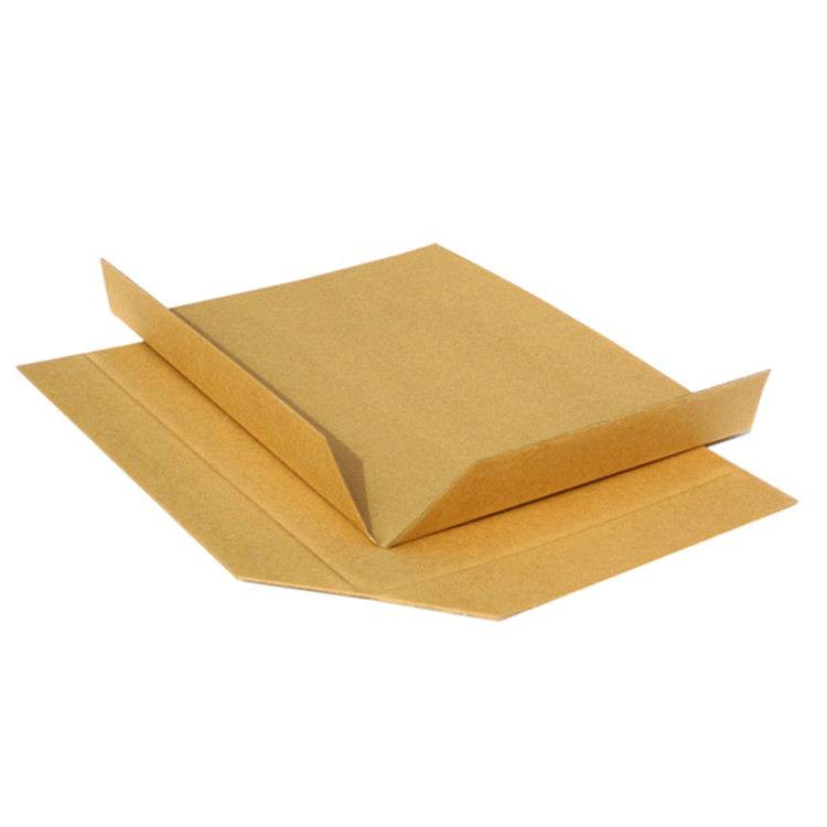 Kraft paper slip sheet for export packaging, pallet-free, recyclable, used with push-pull forklift